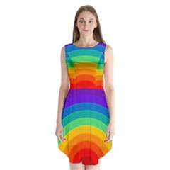 Rainbow Background Colorful Sleeveless Chiffon Dress  