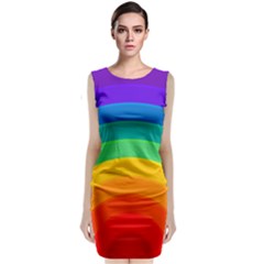 Rainbow Background Colorful Sleeveless Velvet Midi Dress