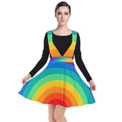 Rainbow Background Colorful Plunge Pinafore Dress by HermanTelo