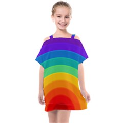 Rainbow Background Colorful Kids  One Piece Chiffon Dress by HermanTelo