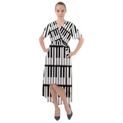 Piano Keys Front Wrap High Low Dress