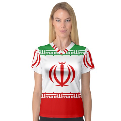 Vertical Flag Of Iran V-neck Sport Mesh Tee by abbeyz71