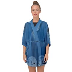 Time Clock Watch Hours Half Sleeve Chiffon Kimono