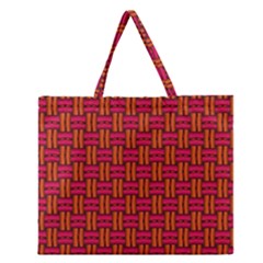 Pattern Red Background Structure Zipper Large Tote Bag by HermanTelo