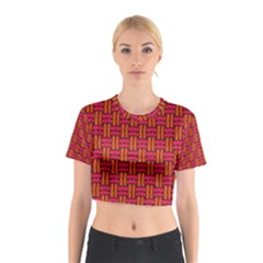 Pattern Red Background Structure Cotton Crop Top by HermanTelo