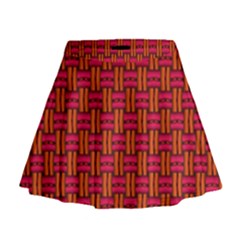 Pattern Red Background Structure Mini Flare Skirt