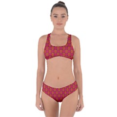 Pattern Red Background Structure Criss Cross Bikini Set