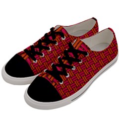 Pattern Red Background Structure Men s Low Top Canvas Sneakers by HermanTelo