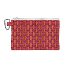 Pattern Red Background Structure Canvas Cosmetic Bag (medium)