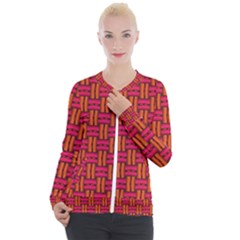 Pattern Red Background Structure Casual Zip Up Jacket