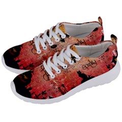 Funny Halloween Design, Cat, Pumpkin And Witch Men s Lightweight Sports Shoes by FantasyWorld7
