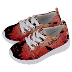 Funny Halloween Design, Cat, Pumpkin And Witch Kids  Lightweight Sports Shoes by FantasyWorld7
