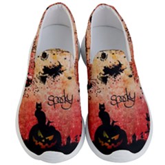 Funny Halloween Design, Cat, Pumpkin And Witch Men s Lightweight Slip Ons by FantasyWorld7