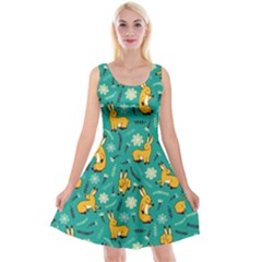 Cute Cartoon Bunny Pine Reversible Velvet Sleeveless Dress by trulycreative