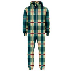 Pattern Texture Plaid Grey Hooded Jumpsuit (men) 