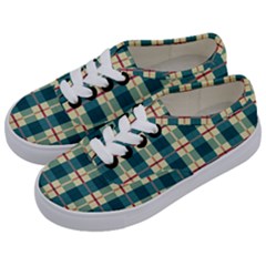 Pattern Texture Plaid Grey Kids  Classic Low Top Sneakers