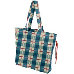 Pattern Texture Plaid Grey Drawstring Tote Bag