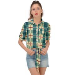 Pattern Texture Plaid Grey Tie Front Shirt  by Mariart