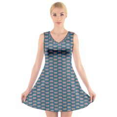 Art Chevron V-neck Sleeveless Dress
