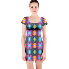 Squares Spheres Backgrounds Texture Short Sleeve Bodycon Dress