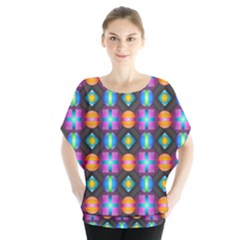 Squares Spheres Backgrounds Texture Batwing Chiffon Blouse