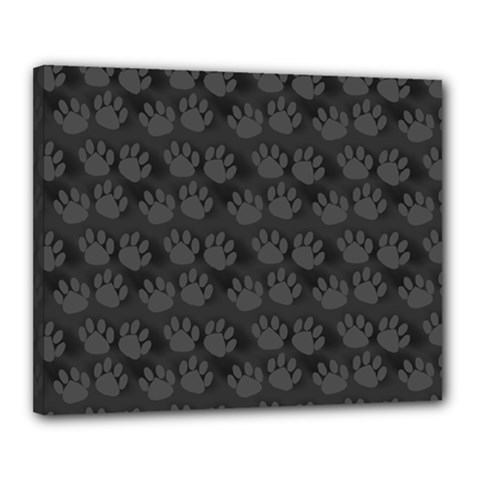 Pattern Texture Feet Dog Grey Canvas 20  X 16  (stretched) by HermanTelo