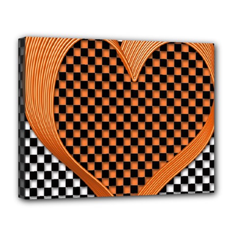 Heart Chess Board Checkerboard Canvas 14  X 11  (stretched)