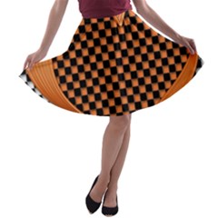 Heart Chess Board Checkerboard A-line Skater Skirt