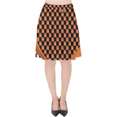 Heart Chess Board Checkerboard Velvet High Waist Skirt