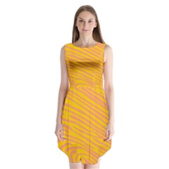 Pattern Texture Yellow Sleeveless Chiffon Dress  