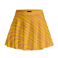 Pattern Texture Yellow Mini Flare Skirt