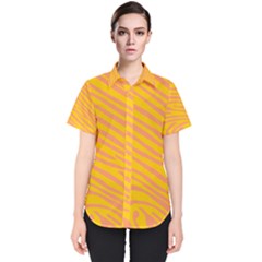Pattern Texture Yellow Women s Short Sleeve Shirt