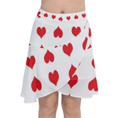 Heart Red Love Valentines Day Chiffon Wrap Front Skirt