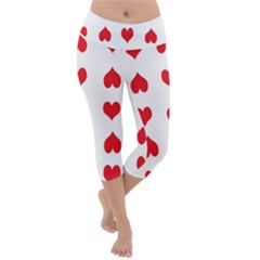 Heart Red Love Valentines Day Lightweight Velour Capri Yoga Leggings by HermanTelo