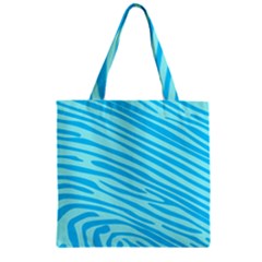 Pattern Texture Blue Zipper Grocery Tote Bag