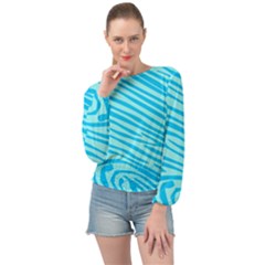 Pattern Texture Blue Banded Bottom Chiffon Top by HermanTelo