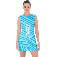 Pattern Texture Blue Lace Up Front Bodycon Dress by HermanTelo