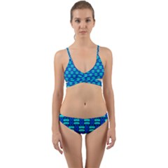 Pattern Graphic Background Image Blue Wrap Around Bikini Set by HermanTelo