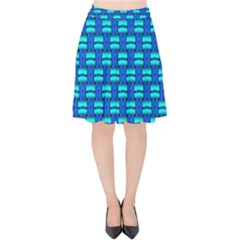 Pattern Graphic Background Image Blue Velvet High Waist Skirt