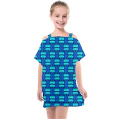 Pattern Graphic Background Image Blue Kids  One Piece Chiffon Dress by HermanTelo