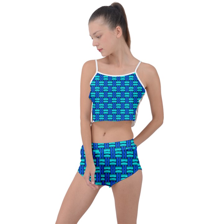 Pattern Graphic Background Image Blue Summer Cropped Co-Ord Set