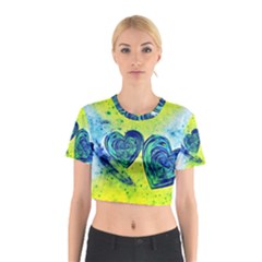 Heart Emotions Love Blue Cotton Crop Top