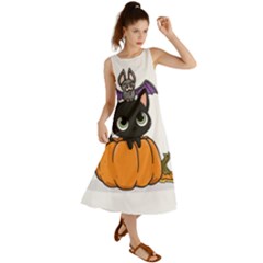 Halloween Cute Cat Summer Maxi Dress