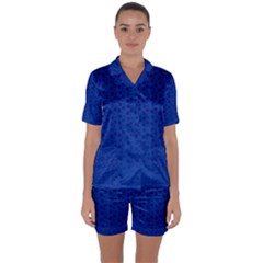 Background Polka Blue Satin Short Sleeve Pyjamas Set by HermanTelo