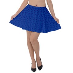 Background Polka Blue Velvet Skater Skirt by HermanTelo