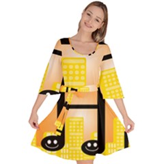 Abstract Anthropomorphic Art Velour Kimono Dress