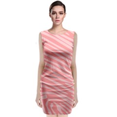 Pattern Texture Pink Sleeveless Velvet Midi Dress by HermanTelo