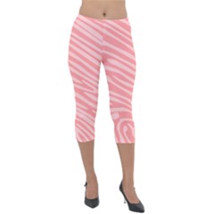 Pattern Texture Pink Lightweight Velour Capri Leggings 