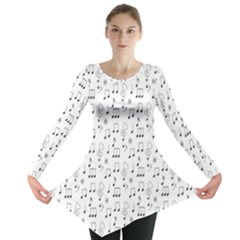 Music Notes Background Wallpaper Long Sleeve Tunic 