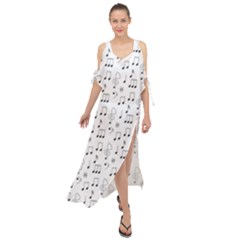 Music Notes Background Wallpaper Maxi Chiffon Cover Up Dress